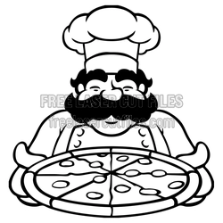 Chef Holding Pizza Clipart Laser Cut File, Ready to Cut