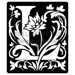 Floral Letter L Monogram Template, Laser Cut Design