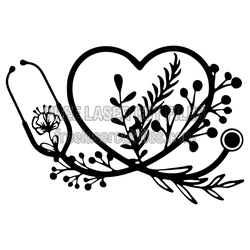 Floral Stethoscope Heart Design, Free Laser Cut File