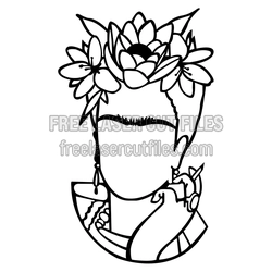 Frida Kahlo Style Floral Portrait Laser Cut File