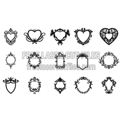 Ornate Heart Frames Set, Ready to Cut Laser Template