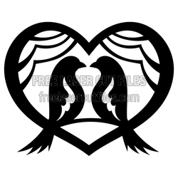 Two Birds in Heart Clipart Laser Cut Love Design