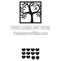 Decorative Family Tree Laser Cut File with Hearts