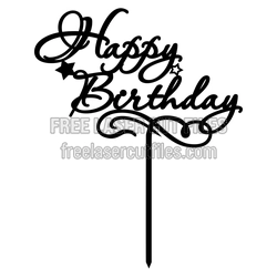 Happy Birthday Cake Topper Laser Cut File
