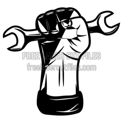 Mechanic Hand Holding Wrenches Laser Cut Design