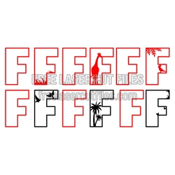 F Split Letter Monogram with Animal Scene Cutouts