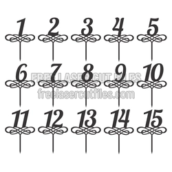 Decorative Table Numbers 1-15, Laser Ready Cut File