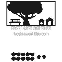 Family Tree Laser Cut Frame with Apples and Houses