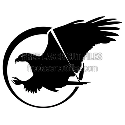 Flying Eagle Circle Emblem SVG for Laser Cutting