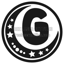 Moon Star Alphabet Key Ring Letter "G" Laser Cut File