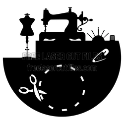 Sewing Machine Wall Clock Vinyl Record Laser Cut File