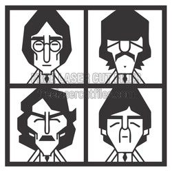 Four Stylized Portrait Faces Laser Cut Panel