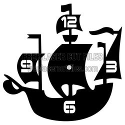 Sailing Ship Wall Clock Laser Cut Design