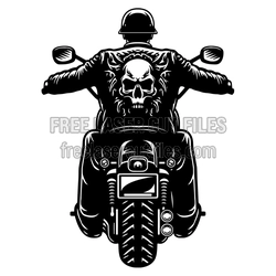Vintage Biker Skull Motorcycle Cut File, Ready to Cut