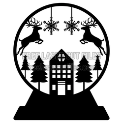 Christmas Deer Globe Silhouette Laser Cut SVG Design