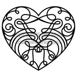 Decorative One-Line Heart Wall Art Ready to Cut