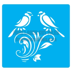 Decorative Pair of Birds Laser Cut Stencil Design
