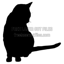 Sitting Cat Silhouette Laser Cut File, Ready to Cut