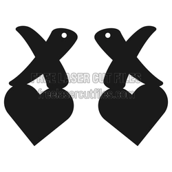 Valentine Heart Drop Earrings Laser Cut File, Ready to Cut