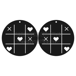 Valentine Tic Tac Toe Earrings Laser Cut Design