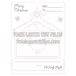 Christmas Wooden Card Template with Stand, Laser Ready