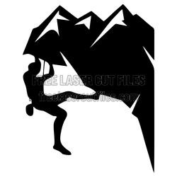 Rock Climbing Silhouette with Mountain Peak Clipart