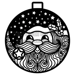 Santa Claus Christmas Ornament Clipart Ready to Cut