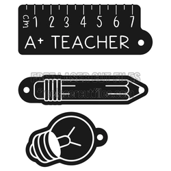 Teacher Keychain Laser Cut File with Pencil Charm
