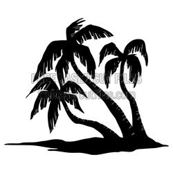 Tropical Palm Tree Island Clipart Laser Cut Design