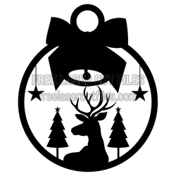 Christmas Deer Ornament with Bow, Stars and Trees