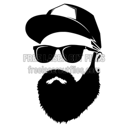 Bearded Man with Sunglasses and Cap Laser Cut File