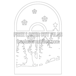 Christmas Deer Window Scene Laser Cut File