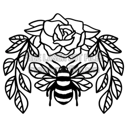 Bee and Rose Floral Wreath Laser Cut Design