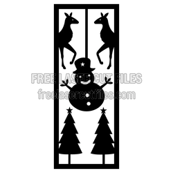 Christmas Snowman and Deer Laser Cut Decor Panel