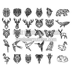 Geometric Animal Outline Set for Laser Cut Craft Projects