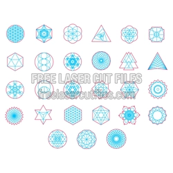 Geometric Mandala Shapes Set for Laser Cutting