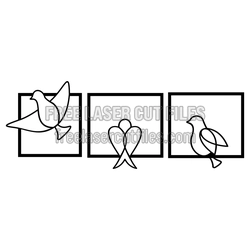 Three Bird Silhouette Frame Design, Ready to Cut