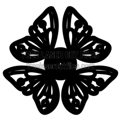 Butterfly Decorative Wall Clock Design, Laser Ready Template