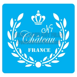 Chateau France Laurel Crest Stencil Design - Laser Ready