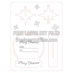 Christmas Wooden Card Template with Snowflakes, Ready to Cut