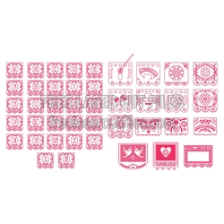 Mexican Papel Picado Banner Set, Laser Ready Holiday Motifs