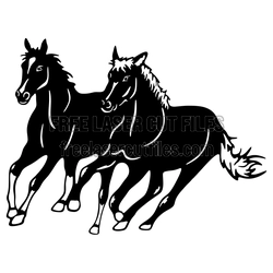 Running Horses Silhouette Decor Ready to Cut