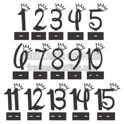 Crowned Base Numbers 1-15 Laser Cut Number Set