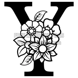Floral Letter Y Monogram Cut File, Ready to Cut