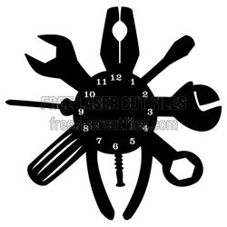 Mechanical Tools Wall Clock Laser Cut Design