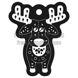 Cute Reindeer Christmas Ornament Laser Cut File
