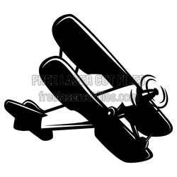 Vintage Biplane Silhouette Laser Cut Clipart Design