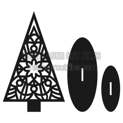 Christmas Mandala Tree Ornament Laser Cut File, Ready to Cut
