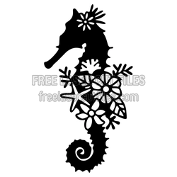 Floral Seahorse Silhouette Laser Cut File, Free DXF Design