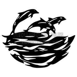 Jumping Dolphin Scene Clipart, Ready to Cut Sea Design